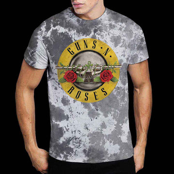 Guns N' Roses Unisex T-Shirt: Classic Logo (Dip-Dye On White) (Wash Collection)