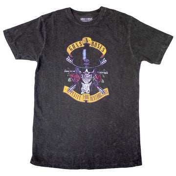 Guns N' Roses Unisex T-Shirt: Appetite Washed (Dip-Dye On Black) (Wash Collection)