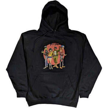Gorillaz Unisex Pullover Hoodie: Group Circle Rise (Navy Blue)