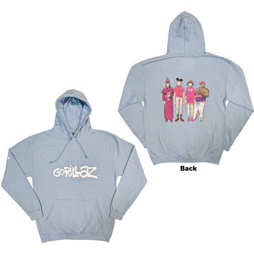 Gorillaz Unisex Pullover Hoodie: Cracker Island (Light Blue) (Back Print)