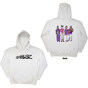 Gorillaz Unisex Pullover Hoodie: Cracker Island (White) (Back Print)