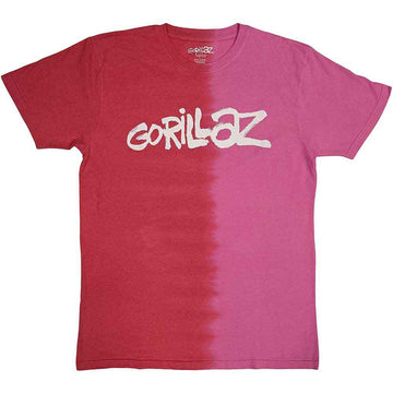 Gorillaz Unisex T-Shirt: Two-Tone Brush Logo (Red) (Wash Collection)