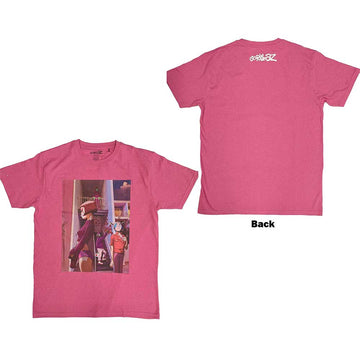 Gorillaz Unisex T-Shirt: The Static Channel (Pink) (Back Print)