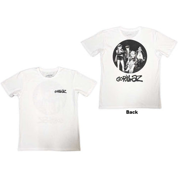 Gorillaz Unisex T-Shirt: Song Machine Brush Logo (White) (Back Print)
