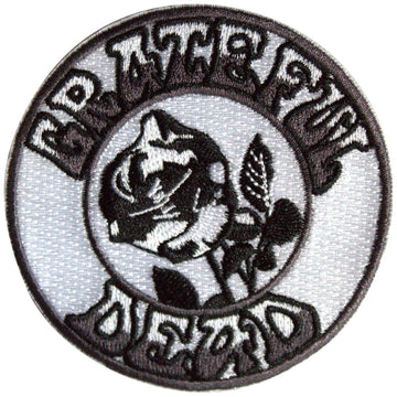 Grateful Dead Circular Standard Patch: Black & White Rose