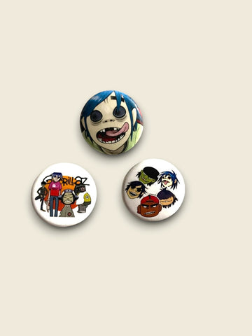 Gorillaz - Set of 3 Button Badges - Badge