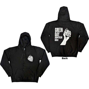 Green Day Unisex Zipped Hoodie: American Idiot The Musical (Black) (Back Print)