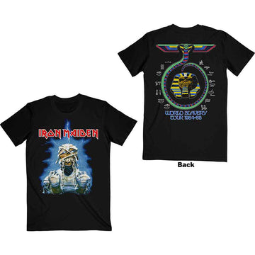 Iron Maiden Unisex T-Shirt: World Slavery Tour '84 - '85 (Back Print) - Black