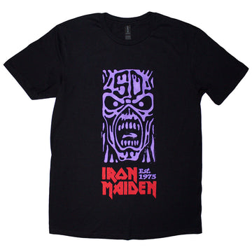 Iron Maiden Unisex T-Shirt: Est. 1975 Stamp Logo Purple (Black)