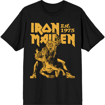 Iron Maiden Unisex T-Shirt: Est. 1975 Claw Yellow Graphic (Black)