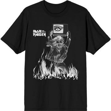 Iron Maiden Unisex T-Shirt: Est. 1975 Holy Smoke Flames Crop (Black)