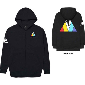 Imagine Dragons Unisex Zipped Hoodie: Triangle (Black) (Back Print)