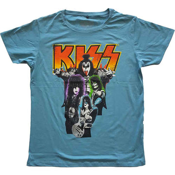 KISS Unisex T-Shirt: Neon Band - Blue