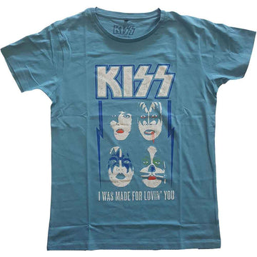 KISS Unisex T-Shirt: Made For Lovin' You - Blue