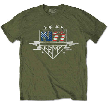KISS Unisex T-Shirt: Army Lightning - Military Green
