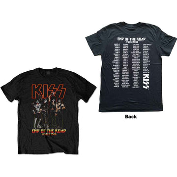 KISS Unisex T-Shirt: End Of The Road Tour (Back Print) - Black