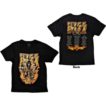 KISS Unisex T-Shirt: End Of The Road Tour Orange (Black) (Back Print)