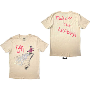 Korn Unisex T-Shirt: Follow The Leader Hopscotch (Sand) (Back Print)