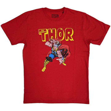 Marvel Comics Unisex T-Shirt: Thor Hammer Distressed (Red)