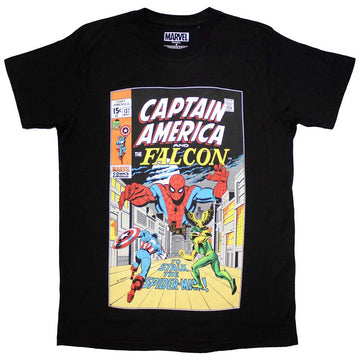 Marvel Comics Unisex T-Shirt: Captain America & Falcon Comic Cover (Black)