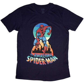 Marvel Comics Unisex T-Shirt: Spider-Man Keyhole (Navy Blue)