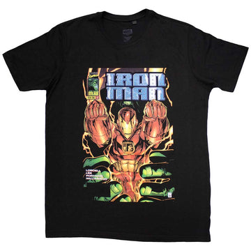 Marvel Comics Unisex T-Shirt: Iron Man Fist Comic Cover (Black)