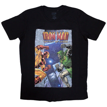 Marvel Comics Unisex T-Shirt: Iron Man vs Dr Doom (Black)