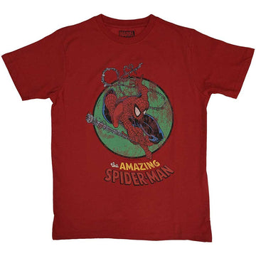 Marvel Comics Unisex T-Shirt: Spiderman Shooting Webs (Red)