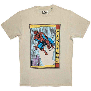 Marvel Comics Unisex T-Shirt: Spiderman Japanese (Sand)