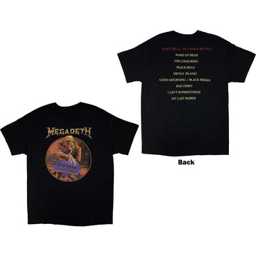 Megadeth Unisex T-Shirt: Peace Sells Track list (Back Print) - Black