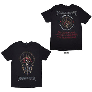 Megadeth Unisex T-Shirt: Youthanasia 1995 North American Tour (Black) (Back Print)