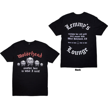 Motorhead Unisex T-Shirt: Lemmy's Lounge (Black) (Back Print)