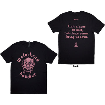 Motorhead Unisex T-Shirt: Bomber Lyric (Black) (Back Print)