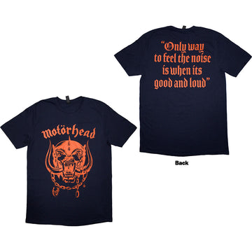 Motorhead Unisex T-Shirt: Good & Loud (Navy Blue) (Back Print)