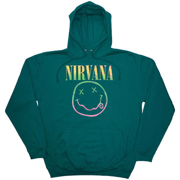 Nirvana Unisex Pullover Hoodie: Sorbet Ray Happy Face (Turquoise Blue)