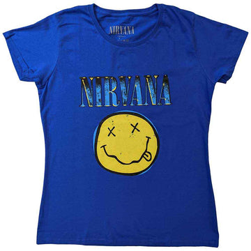 Nirvana Unisex T-Shirt: Xerox Happy Face (Blue)