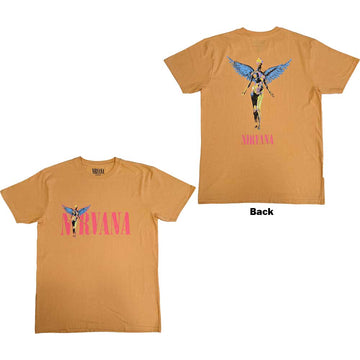 Nirvana Unisex T-Shirt: In Utero Angel (Orange) (Back Print)