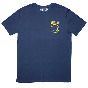 Nirvana Unisex T-Shirt: Mini Happy Face (Denim Blue)