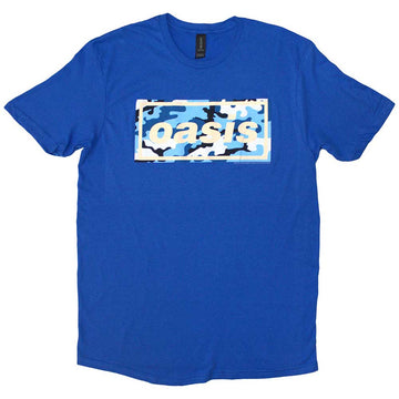 Oasis Unisex T-Shirt: Camo Logo (Blue)