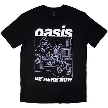 Oasis Unisex T-Shirt: Be Here Now Line Drawing (Black)