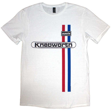Oasis Unisex T-Shirt: Knebworth Vertical Stripe (White)
