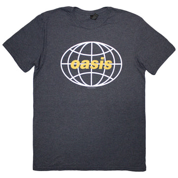 Oasis Unisex T-Shirt: Globe Logo (Navy Blue)