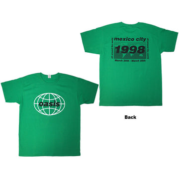 Oasis Unisex T-Shirt: 1998 World Tour - Mexico City (Green) (Back Print)
