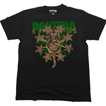 Pantera Unisex T-Shirt: Skull & Snake (Embellished) - Black
