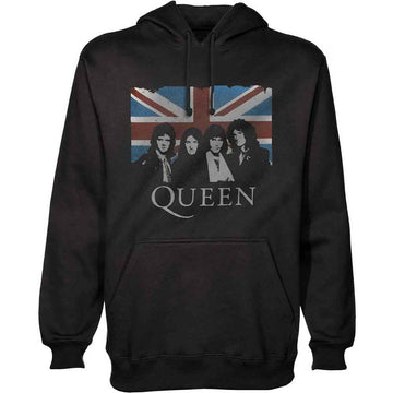 Queen Unisex Pullover Hoodie: Vintage Union Jack (Black)