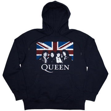 Queen Unisex Pullover Hoodie: Union Jack (Navy Blue)