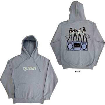 Queen Unisex Pullover Hoodie: Radio Ga Ga (Light Blue) (Back Print)