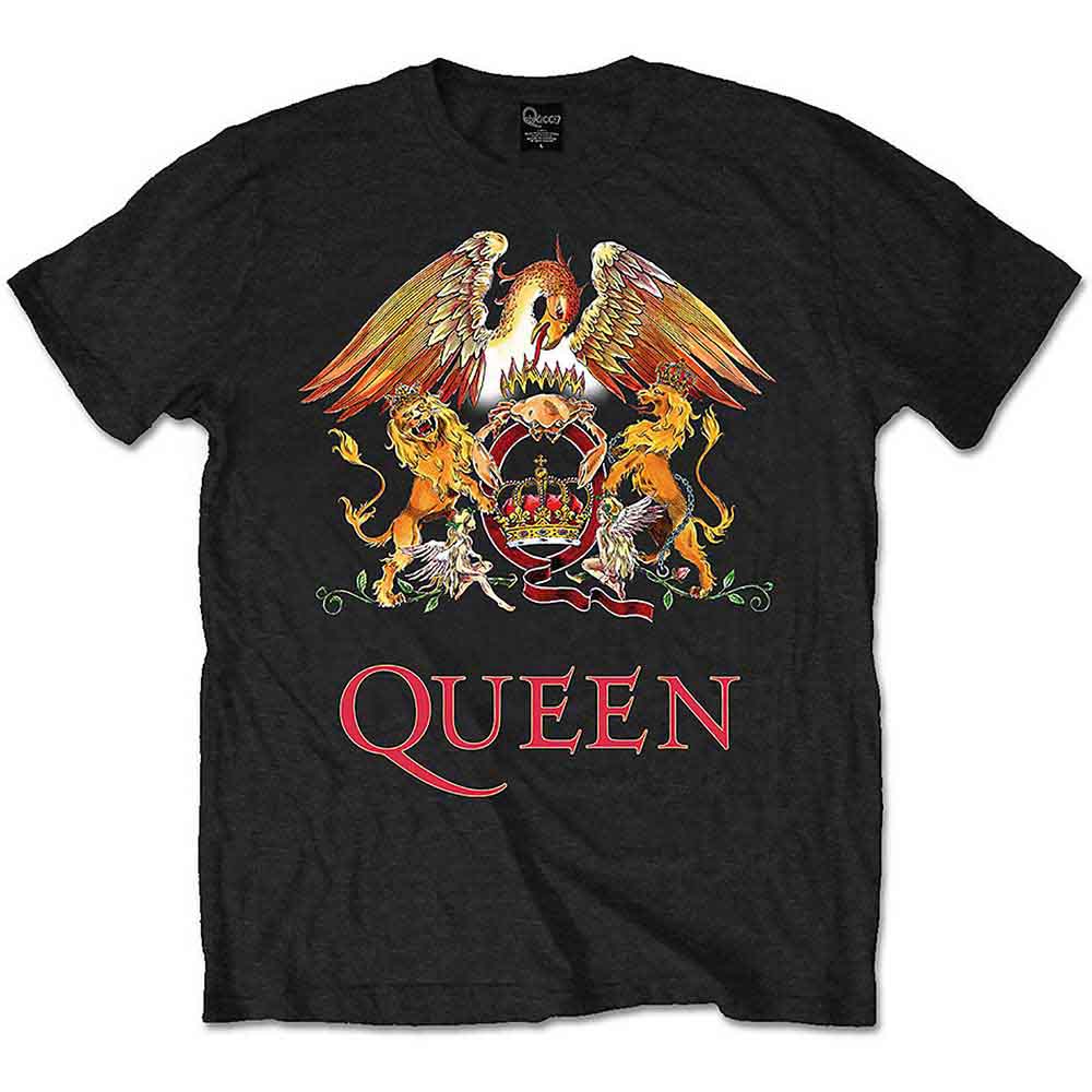 Queen Unisex T-Shirt: Ornate Crest (Black) (Embellished)