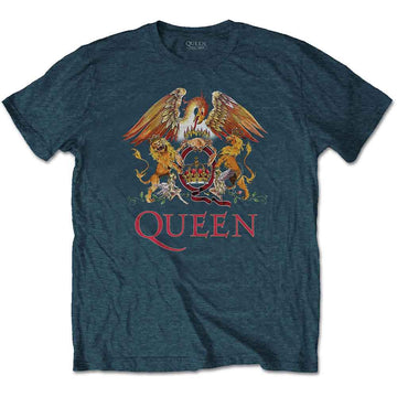 Queen Unisex T-Shirt: Classic Crest (Denim Blue)