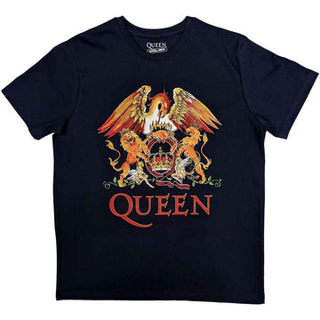 Queen Unisex T-Shirt: Classic Crest (Navy Blue)